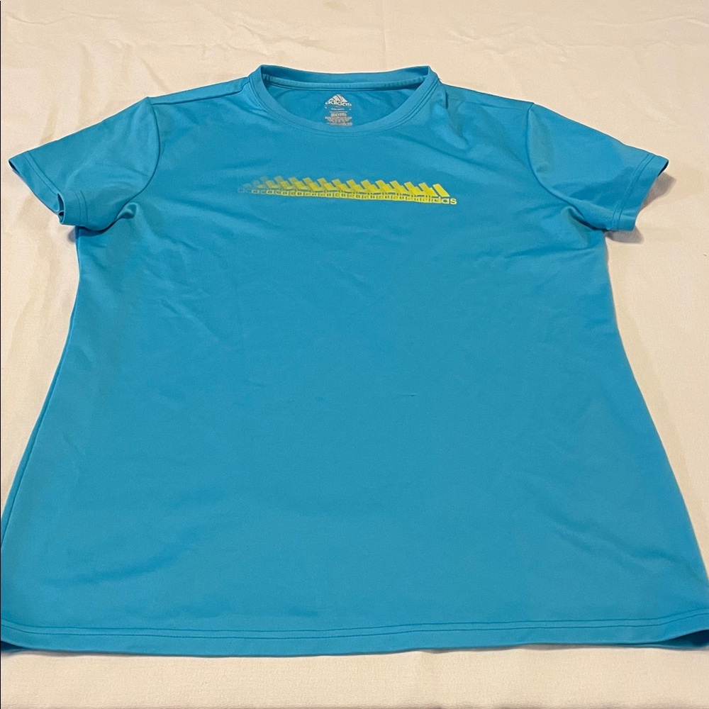 Adidas Turquoise Tee with Yellow Graphic